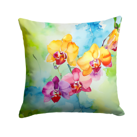 Flowers in Watercolor Throw Pillow (Dog Breed: Orchids 1599)