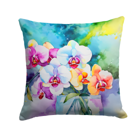 Flowers in Watercolor Throw Pillow (Dog Breed: Orchids 1600)