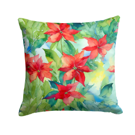Flowers in Watercolor Throw Pillow (Dog Breed: Poinsettias 1602)