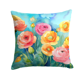 Flowers in Watercolor Throw Pillow (Dog Breed: Ranunculus 1604)