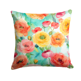 Flowers in Watercolor Throw Pillow (Dog Breed: Ranunculus 1605)