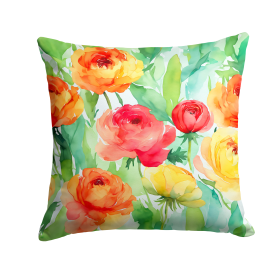 Flowers in Watercolor Throw Pillow (Dog Breed: Ranunculus 1606)