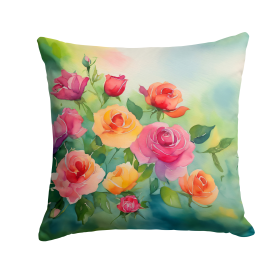 Flowers in Watercolor Throw Pillow (Dog Breed: Roses 1607)