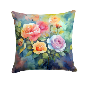 Flowers in Watercolor Throw Pillow (Dog Breed: Roses 1608)