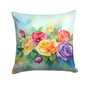 Flowers in Watercolor Throw Pillow (Dog Breed: Roses 1609)
