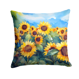 Flowers in Watercolor Throw Pillow (Dog Breed: Sunflowers 1610)