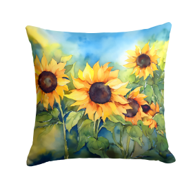 Flowers in Watercolor Throw Pillow (Dog Breed: Sunflowers 1611)