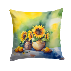 Flowers in Watercolor Throw Pillow (Dog Breed: Sunflowers 1612)