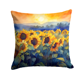 Flowers in Watercolor Throw Pillow (Dog Breed: Sunflowers 1614)