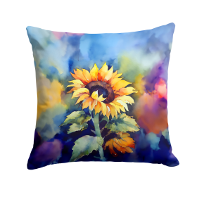 Flowers in Watercolor Throw Pillow (Dog Breed: Sunflowers 1615)