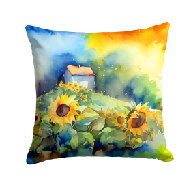Flowers in Watercolor Throw Pillow (Dog Breed: Sunflowers 1616)
