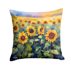 Flowers in Watercolor Throw Pillow (Dog Breed: Sunflowers 1617)