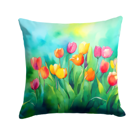 Flowers in Watercolor Throw Pillow (Dog Breed: Tulips 1618)