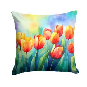Flowers in Watercolor Throw Pillow (Dog Breed: Tulips 1619)