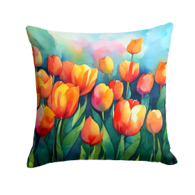 Flowers in Watercolor Throw Pillow (Dog Breed: Tulips 1620)