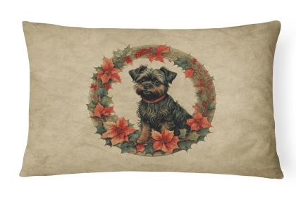 Christmas Flowers Frame Throw Pillow (Design: Affenpinscher  2294)