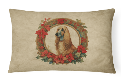 Christmas Flowers Frame Throw Pillow (Design: Afghan Hound  2295)