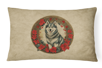 Christmas Flowers Frame Throw Pillow (Design: Alaskan Malamute  2299)