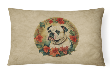Christmas Flowers Frame Throw Pillow (Design: American Bulldog  2300)