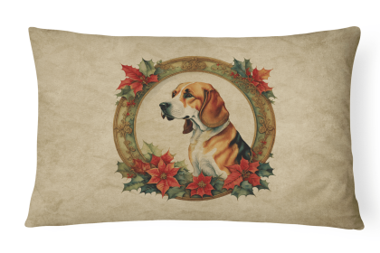 Christmas Flowers Frame Throw Pillow (Design: American Foxhound  2303)