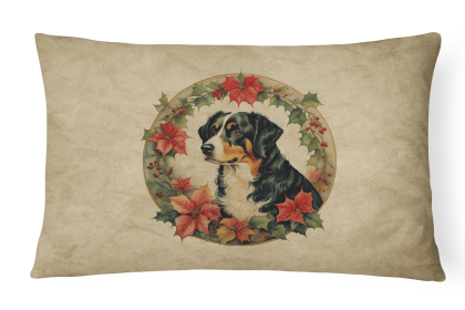 Christmas Flowers Frame Throw Pillow (Design: Appenzeller Sennenhund  2306)