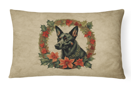 Christmas Flowers Frame Throw Pillow (Design: Australian Kelpie  2308)