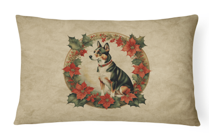 Christmas Flowers Frame Throw Pillow (Design: Basenji  2312)