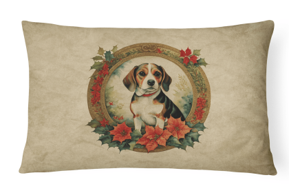 Christmas Flowers Frame Throw Pillow (Design: Beagle  2314)