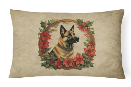 Christmas Flowers Frame Throw Pillow (Design: Belgian Malinois  2316)