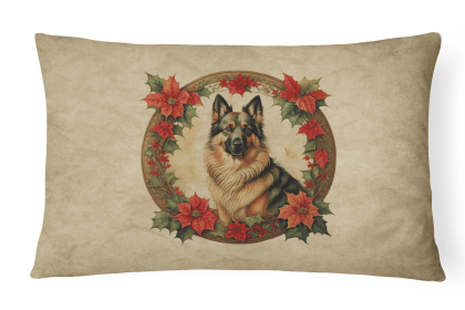 Christmas Flowers Frame Throw Pillow (Design: Belgian Tervuren  2318)
