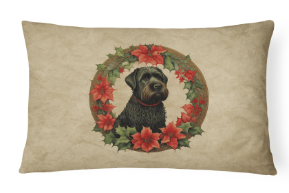 Christmas Flowers Frame Throw Pillow (Design: Black Russian Terrier 2322)