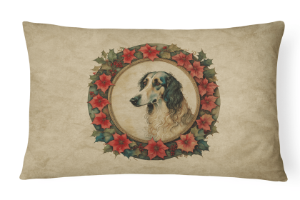 Christmas Flowers Frame Throw Pillow (Design: Borzoi 2326)