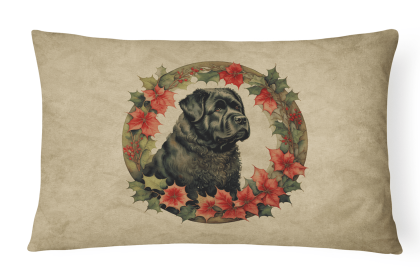 Christmas Flowers Frame Throw Pillow (Design: Bouvier des Flandres 2328)