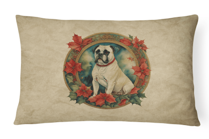 Christmas Flowers Frame Throw Pillow (Design: Boxer White 2329)