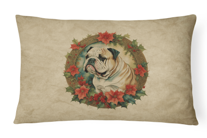 Christmas Flowers Frame Throw Pillow (Design: Bulldog, English 2334)
