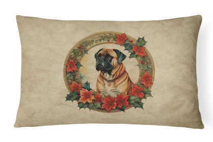 Christmas Flowers Frame Throw Pillow (Design: Bullmastiff 2335)