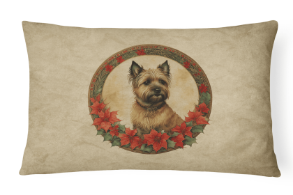 Christmas Flowers Frame Throw Pillow (Design: Cairn Terrier 2336)