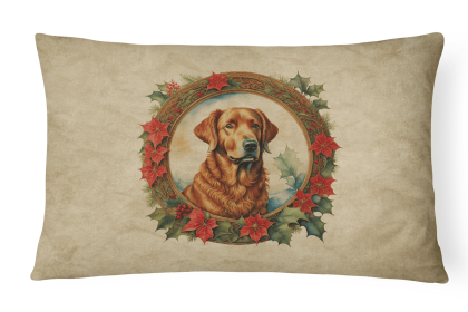 Christmas Flowers Frame Throw Pillow (Design: Chesapeake Bay Retriever 2340)
