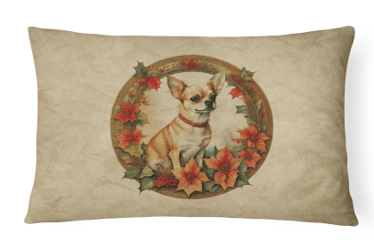 Christmas Flowers Frame Throw Pillow (Design: Chihuahua 2341)