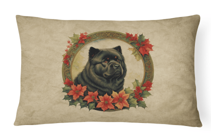 Christmas Flowers Frame Throw Pillow (Design: Chow Chow 2343)