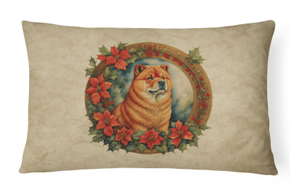 Christmas Flowers Frame Throw Pillow (Design: Chow Chow 2344)