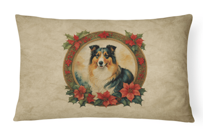 Christmas Flowers Frame Throw Pillow (Design: Collie 2347)