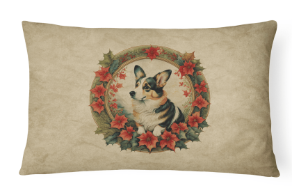 Christmas Flowers Frame Throw Pillow (Design: Corgi 2348)