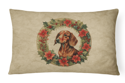 Christmas Flowers Frame Throw Pillow (Design: Dachshund 2353)