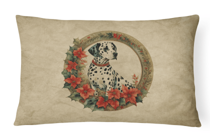 Christmas Flowers Frame Throw Pillow (Design: Dalmatian 2354)