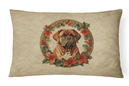 Christmas Flowers Frame Throw Pillow (Design: Dogue de Bordeaux 2356)