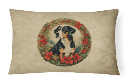 Christmas Flowers Frame Throw Pillow (Design: Entlebucher Mountain Dog 2361)