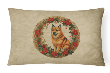 Christmas Flowers Frame Throw Pillow (Design: Finnish Spitz 2364)