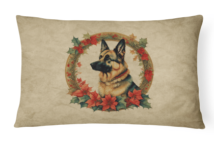 Christmas Flowers Frame Throw Pillow (Design: German Shepherd 2367)