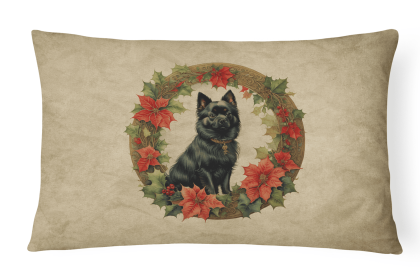 Christmas Flowers Frame Throw Pillow (Design: German Spitz 2368)